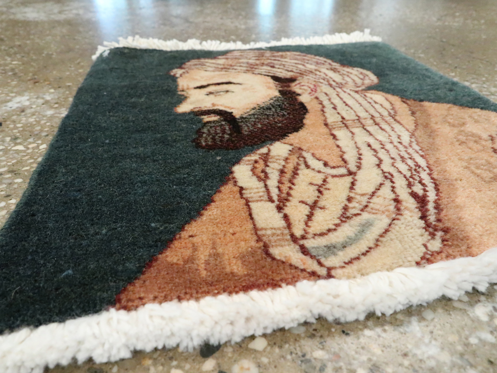 Vintage Persian Tabriz Pictorial Rug, No.27549 - Staging