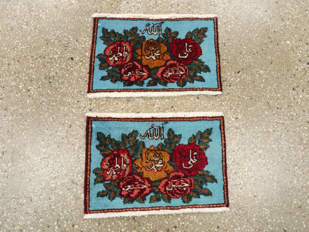 Vintage Persian Tabriz Throw Rug (Pair: 2 of 2), No.27551 - Staging