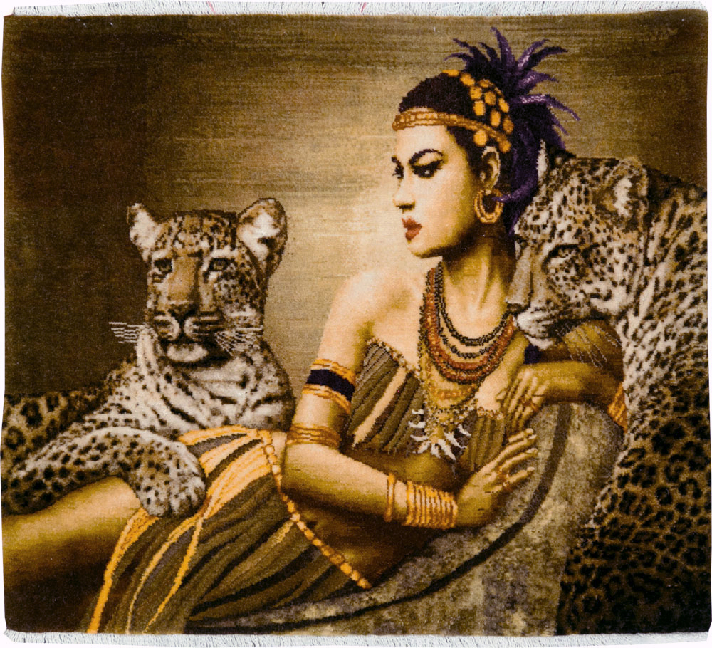 Persian Pictorial Tabriz Rug, No.27555 - Staging