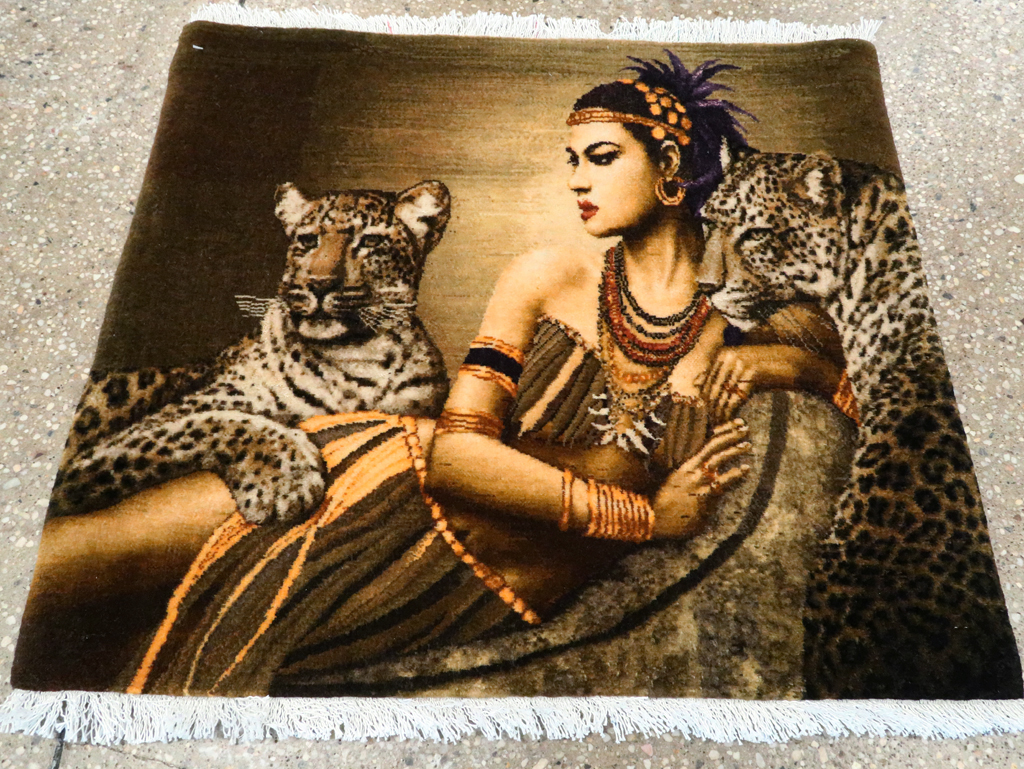 Persian Pictorial Tabriz Rug, No.27555 - Staging