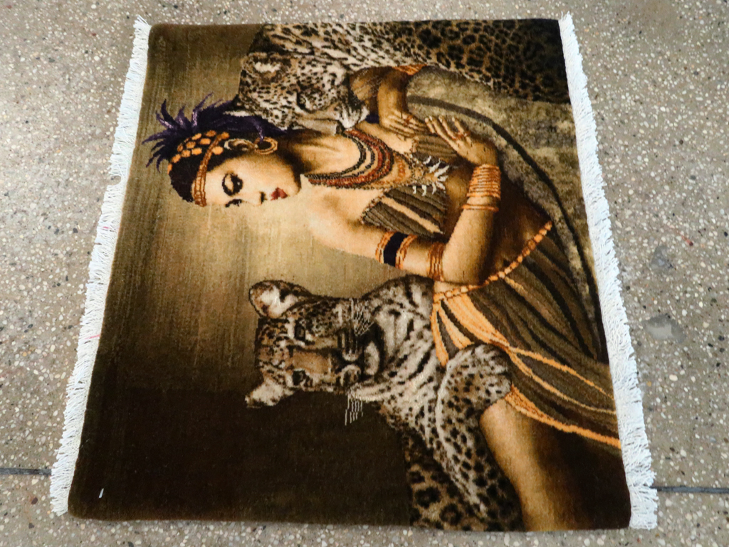 Persian Pictorial Tabriz Rug, No.27555 - Staging