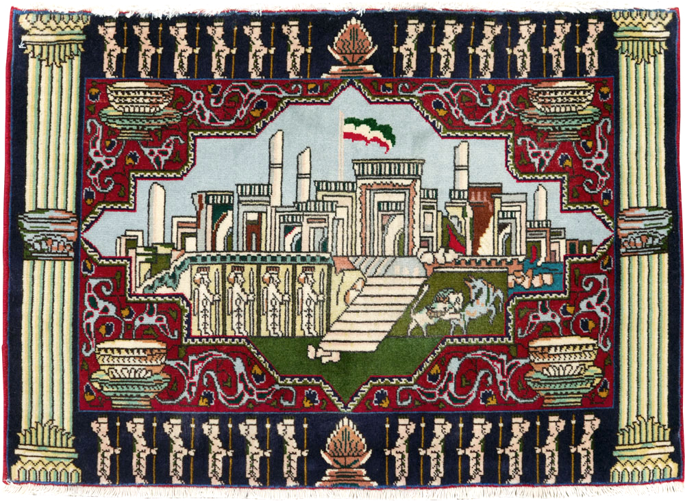 Vintage Persian Tabriz Pictorial Rug (Pair: 1 of 2), No.27556 - Staging