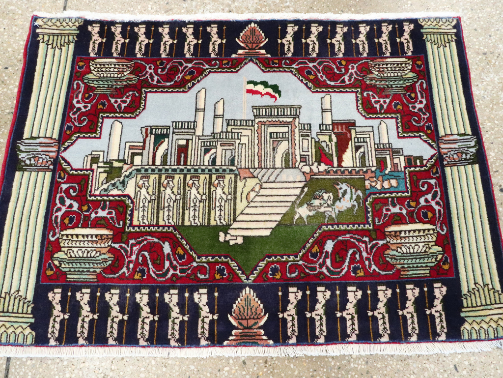 Vintage Persian Tabriz Pictorial Rug (Pair: 1 of 2), No.27556 - Staging