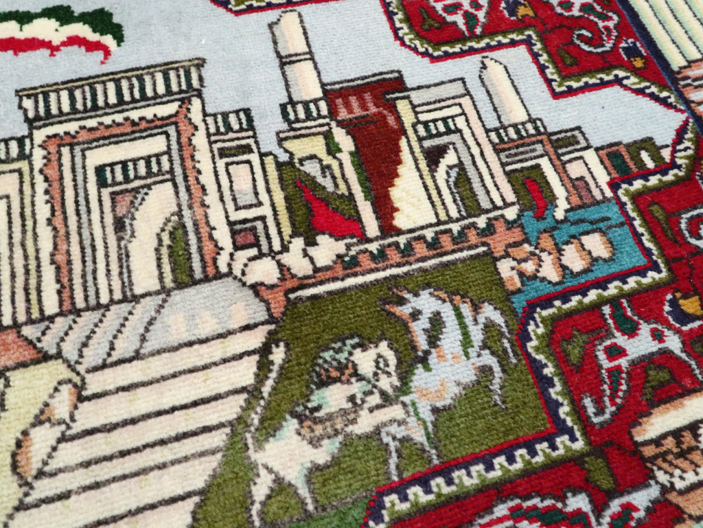 Vintage Persian Tabriz Pictorial Rug (Pair: 1 of 2), No.27556 - Staging