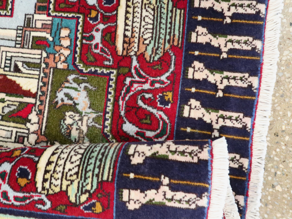 Vintage Persian Tabriz Pictorial Rug (Pair: 1 of 2), No.27556 - Staging