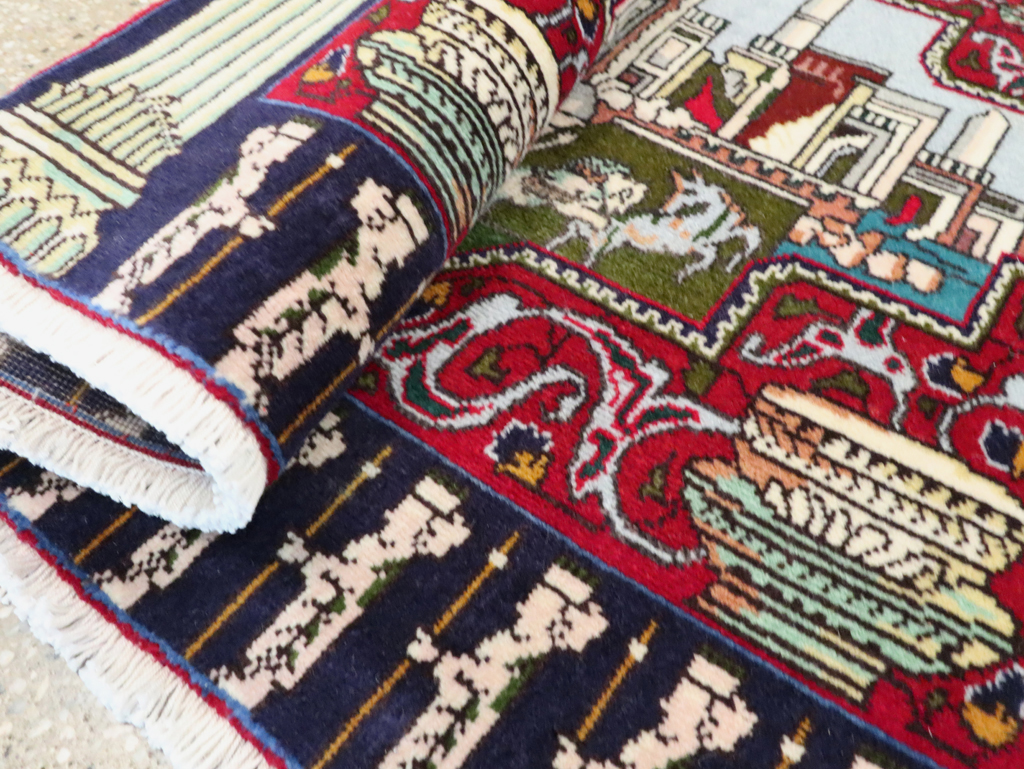 Vintage Persian Tabriz Pictorial Rug (Pair: 1 of 2), No.27556 - Staging