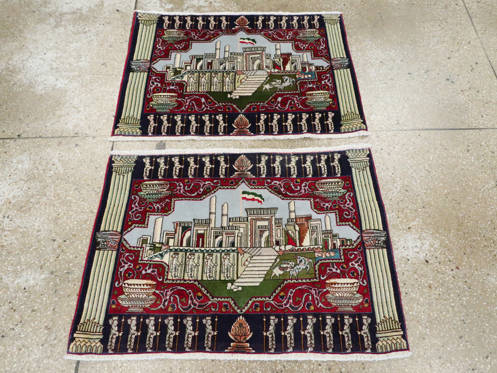 Vintage Persian Tabriz Pictorial Rug (Pair: 1 of 2), No.27556 - Staging