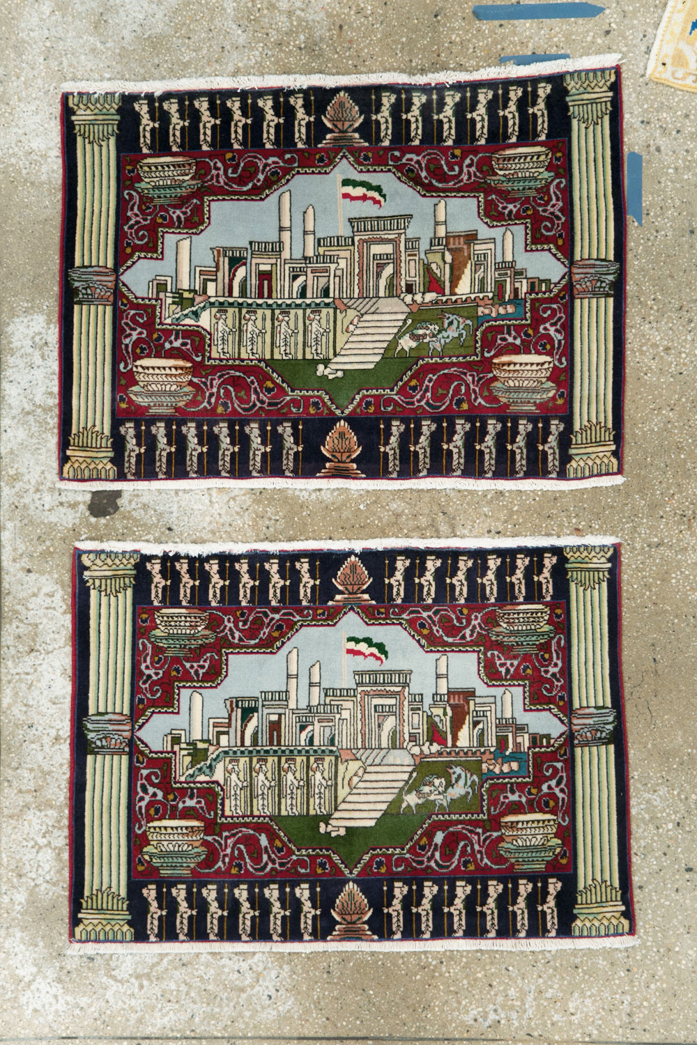 Vintage Persian Tabriz Pictorial Rug (Pair: 1 of 2), No.27556 - Staging