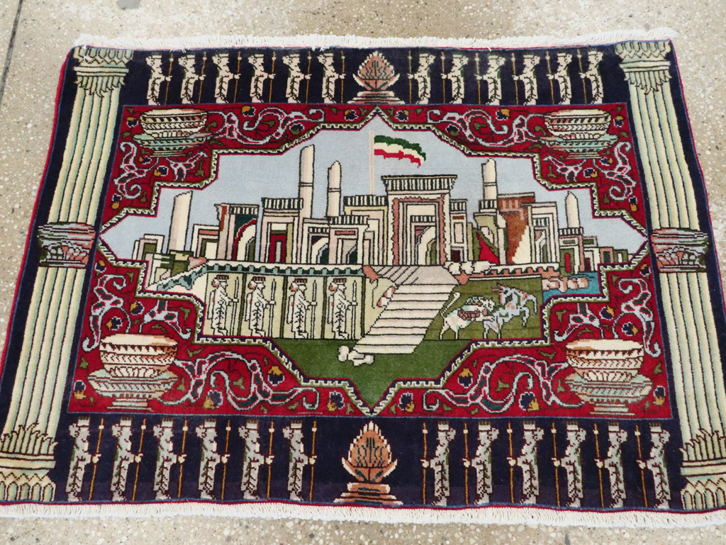 Vintage Persian Tabriz Pictorial Rug (Pair: 2 of 2), No.27557 - Staging