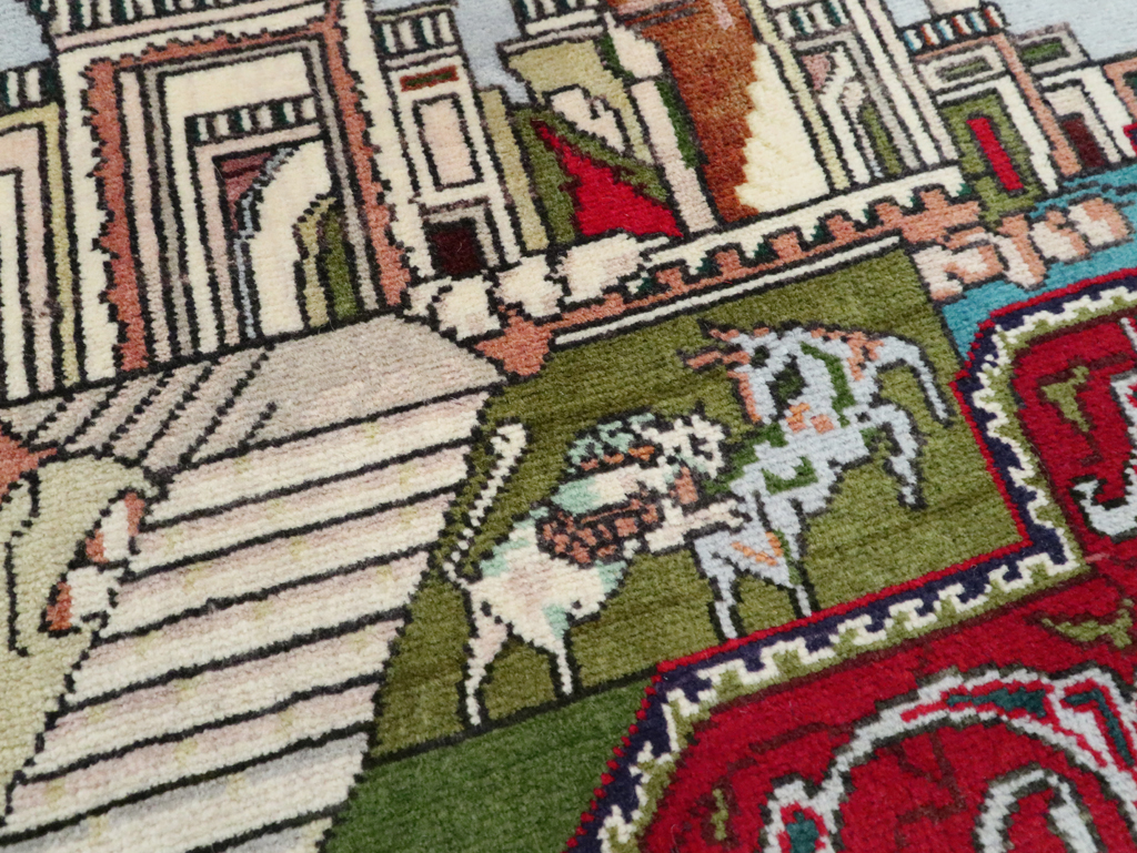 Vintage Persian Tabriz Pictorial Rug (Pair: 2 of 2), No.27557 - Staging