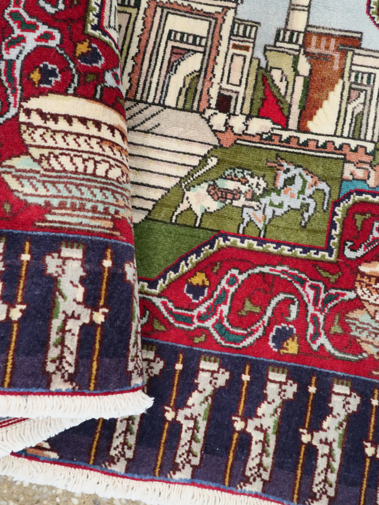 Vintage Persian Tabriz Pictorial Rug (Pair: 2 of 2), No.27557 - Staging