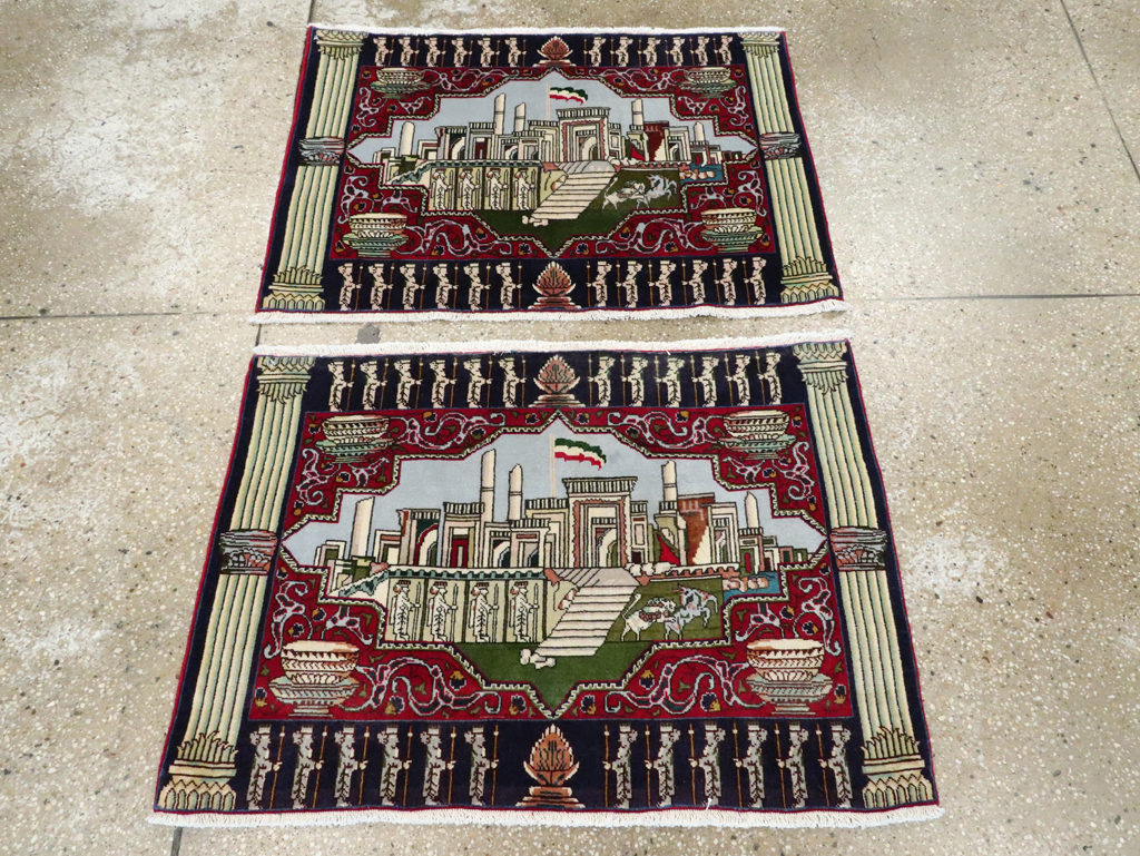 Vintage Persian Tabriz Pictorial Rug (Pair: 2 of 2), No.27557 - Staging