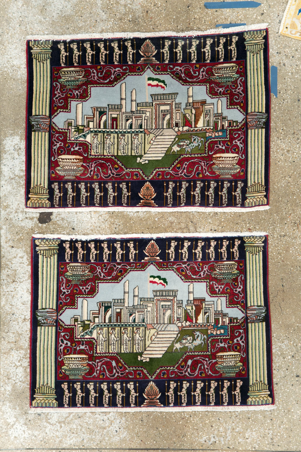 Vintage Persian Tabriz Pictorial Rug (Pair: 2 of 2), No.27557 - Staging