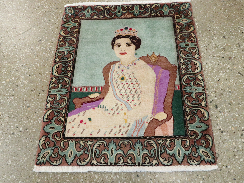 Vintage Persian Tabriz Pictorial Rug, No.27559 - Staging