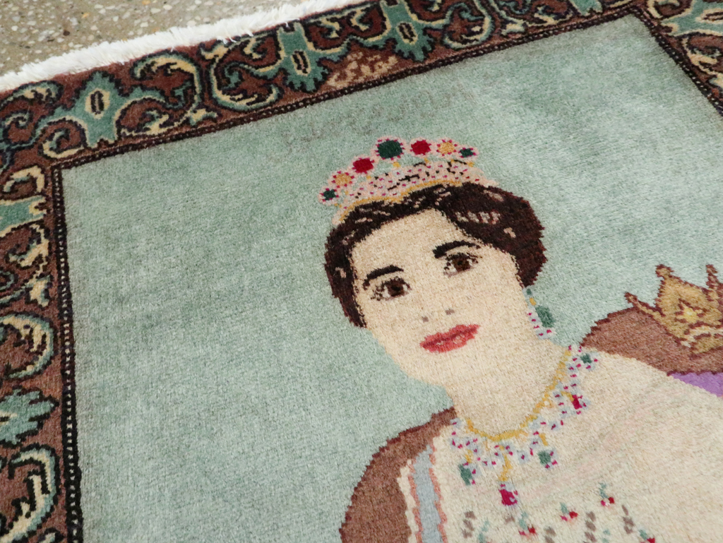 Vintage Persian Tabriz Pictorial Rug, No.27559 - Staging