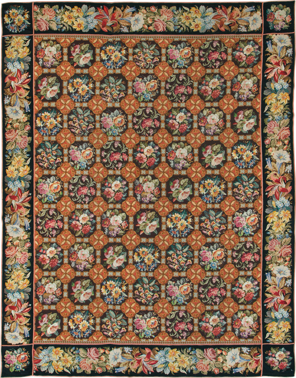 Antique English Flatweave Needlepoint Room Size Carpet, No.27565 - Staging