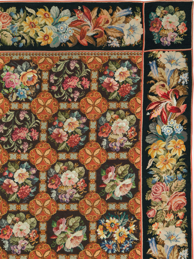 Antique English Flatweave Needlepoint Room Size Carpet, No.27565 - Staging