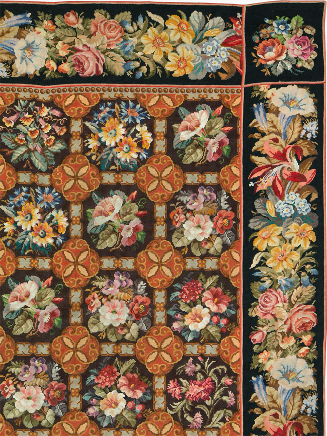 Antique English Flatweave Needlepoint Room Size Carpet, No.27565 - Staging