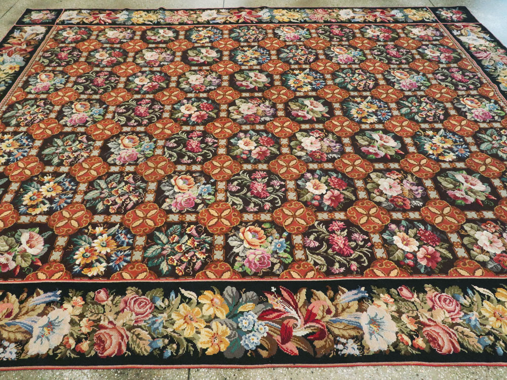 Antique English Flatweave Needlepoint Room Size Carpet, No.27565 - Staging