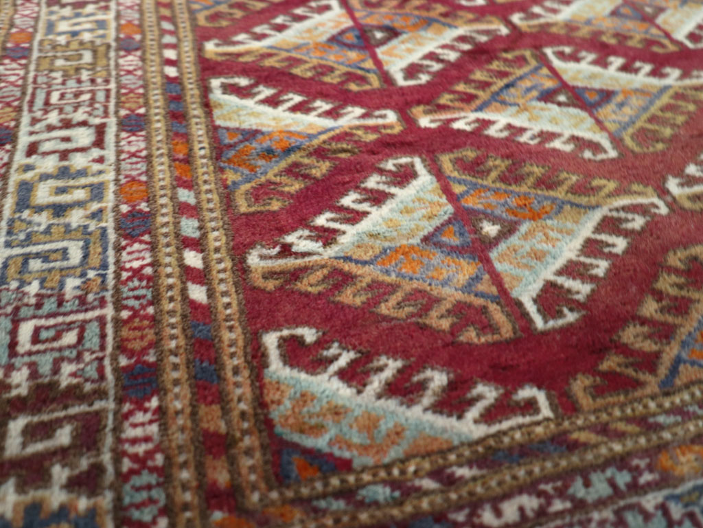 Vintage Central Asian Tekke Throw Rug, No.27569 - Staging