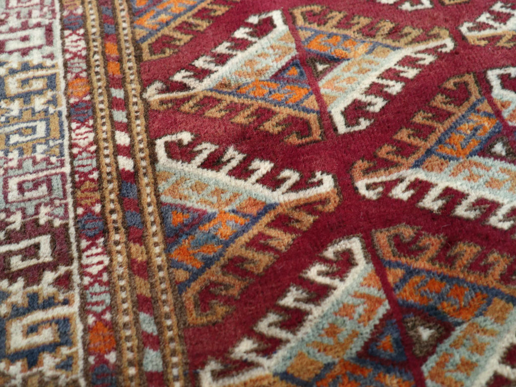 Vintage Central Asian Tekke Throw Rug, No.27569 - Staging