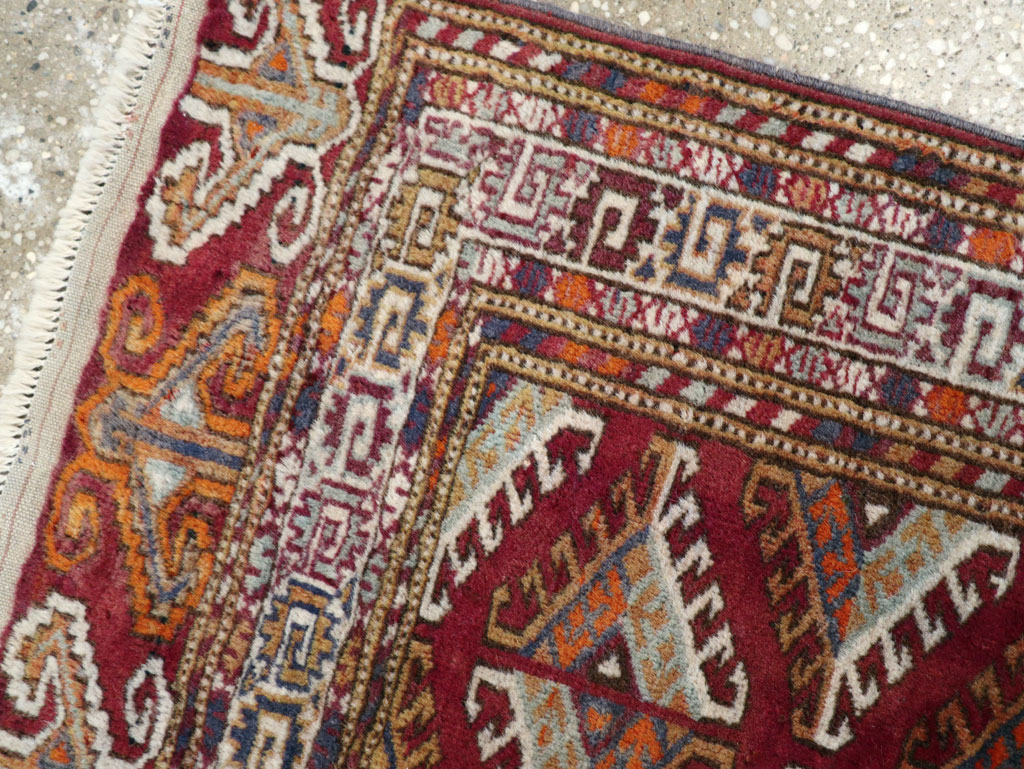 Vintage Central Asian Tekke Throw Rug, No.27569 - Staging