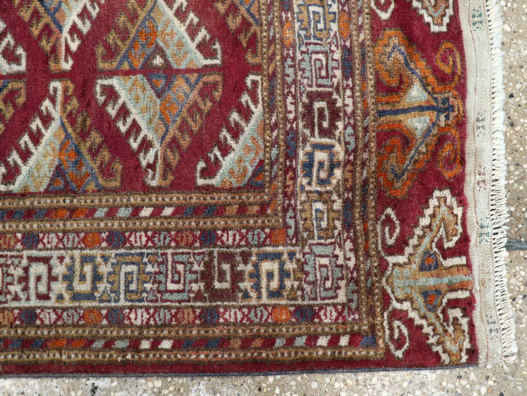 Vintage Central Asian Tekke Throw Rug, No.27569 - Staging