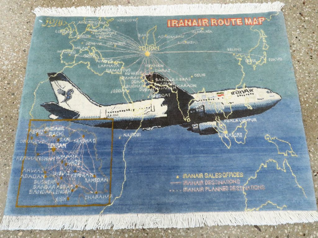 Vintage Persian Tabriz Pictorial Map Rug, No.27570 - Staging