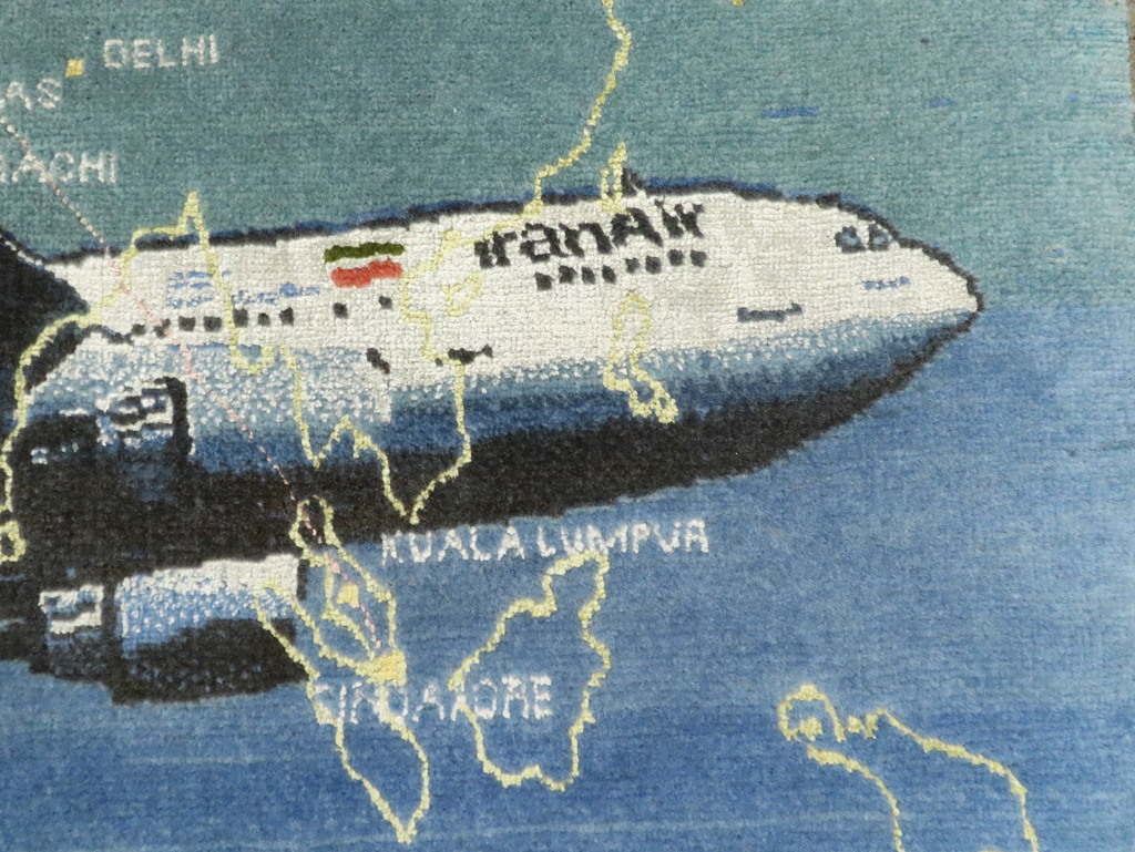 Vintage Persian Tabriz Pictorial Map Rug, No.27570 - Staging