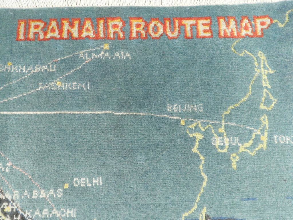 Vintage Persian Tabriz Pictorial Map Rug, No.27570 - Staging