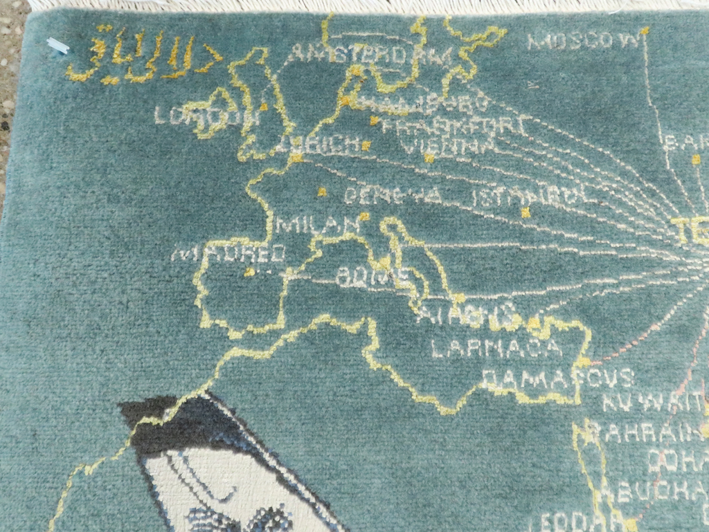 Vintage Persian Tabriz Pictorial Map Rug, No.27570 - Staging