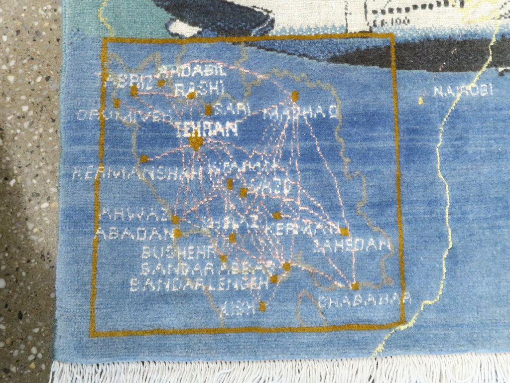 Vintage Persian Tabriz Pictorial Map Rug, No.27570 - Staging