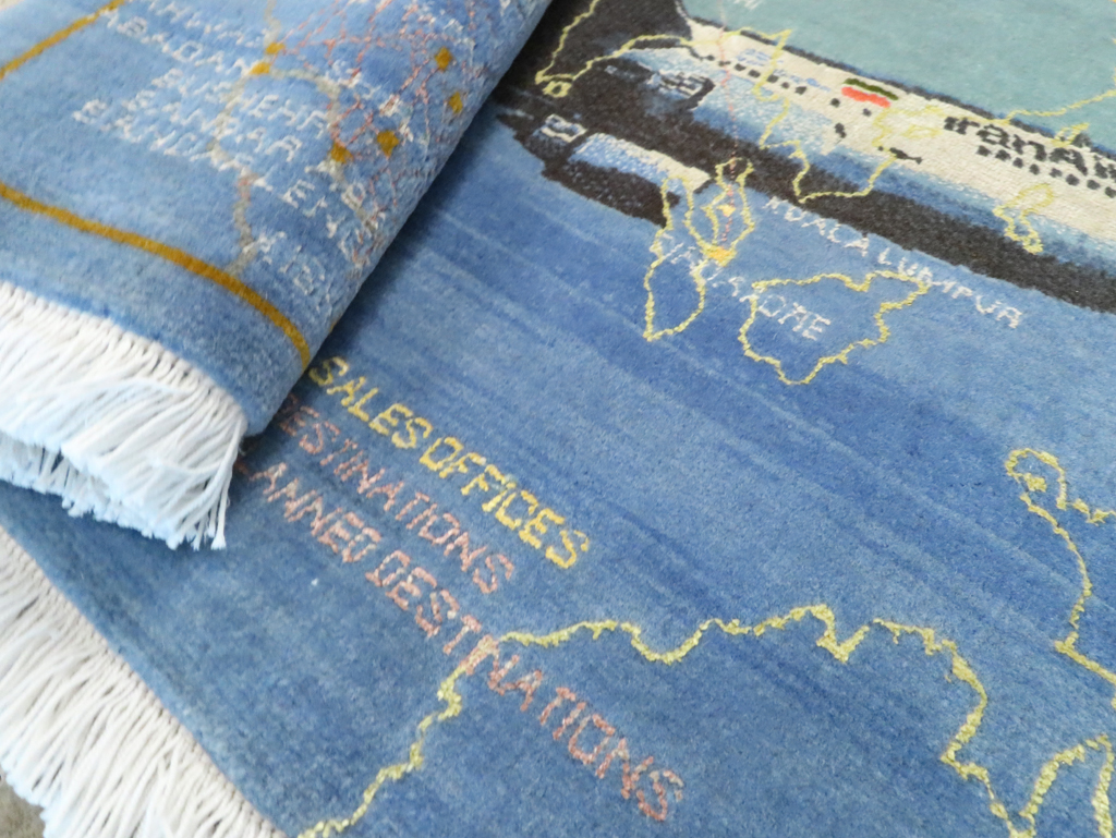 Vintage Persian Tabriz Pictorial Map Rug, No.27570 - Staging