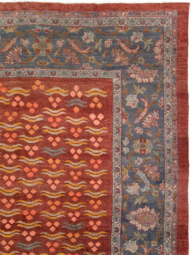 Antique Persian Mahal Room Size Carpet, No.27572 - Staging