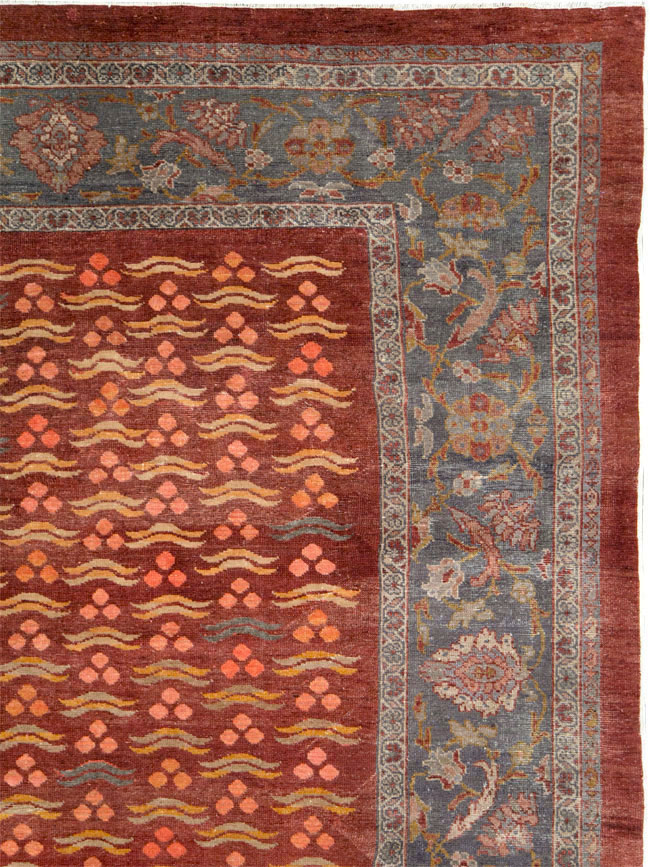 Antique Persian Mahal Room Size Carpet, No.27572 - Staging
