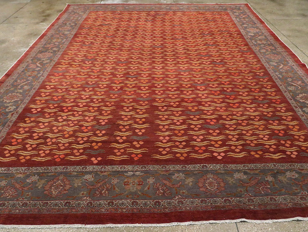 Antique Persian Mahal Room Size Carpet, No.27572 - Staging