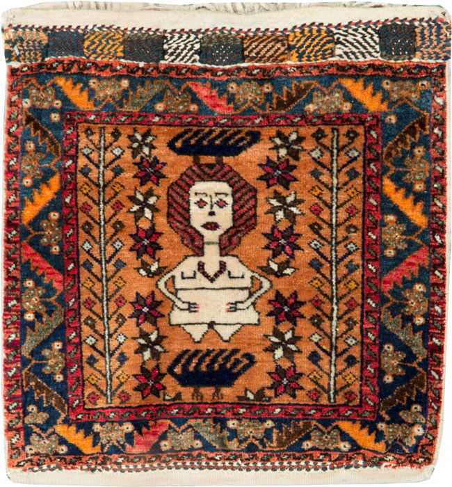 Vintage Persian Baluch Pictorial Rug, No.27580 - Staging