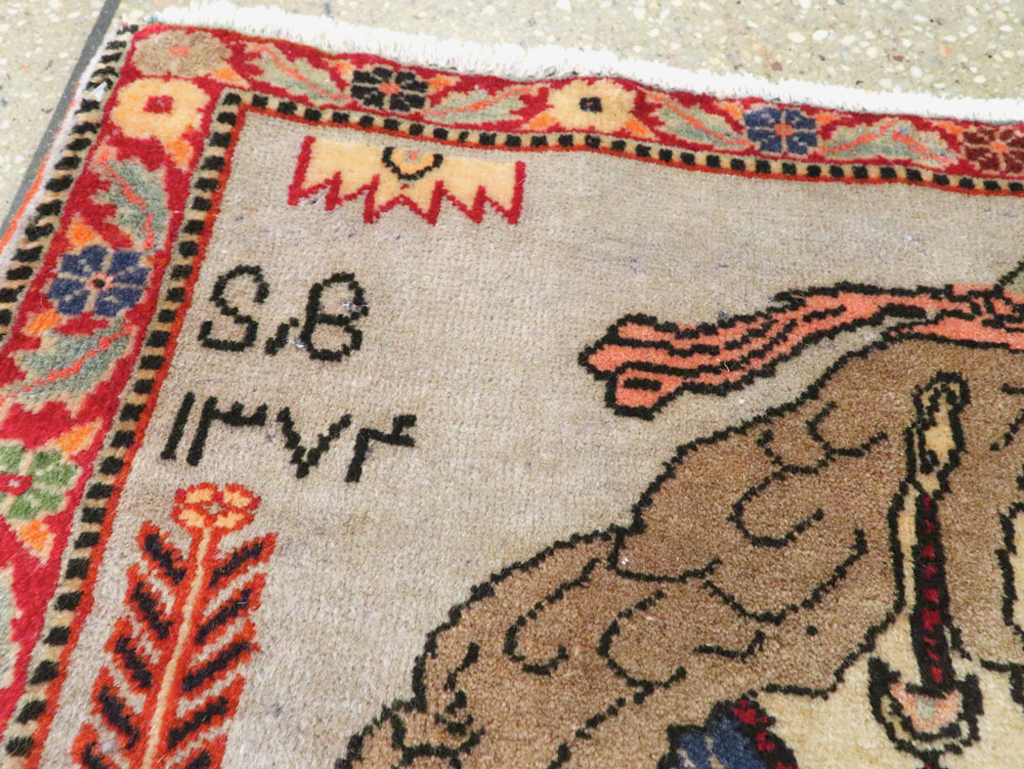 Vintage Persian Pictorial Tabriz Rug, No.27581 - Staging