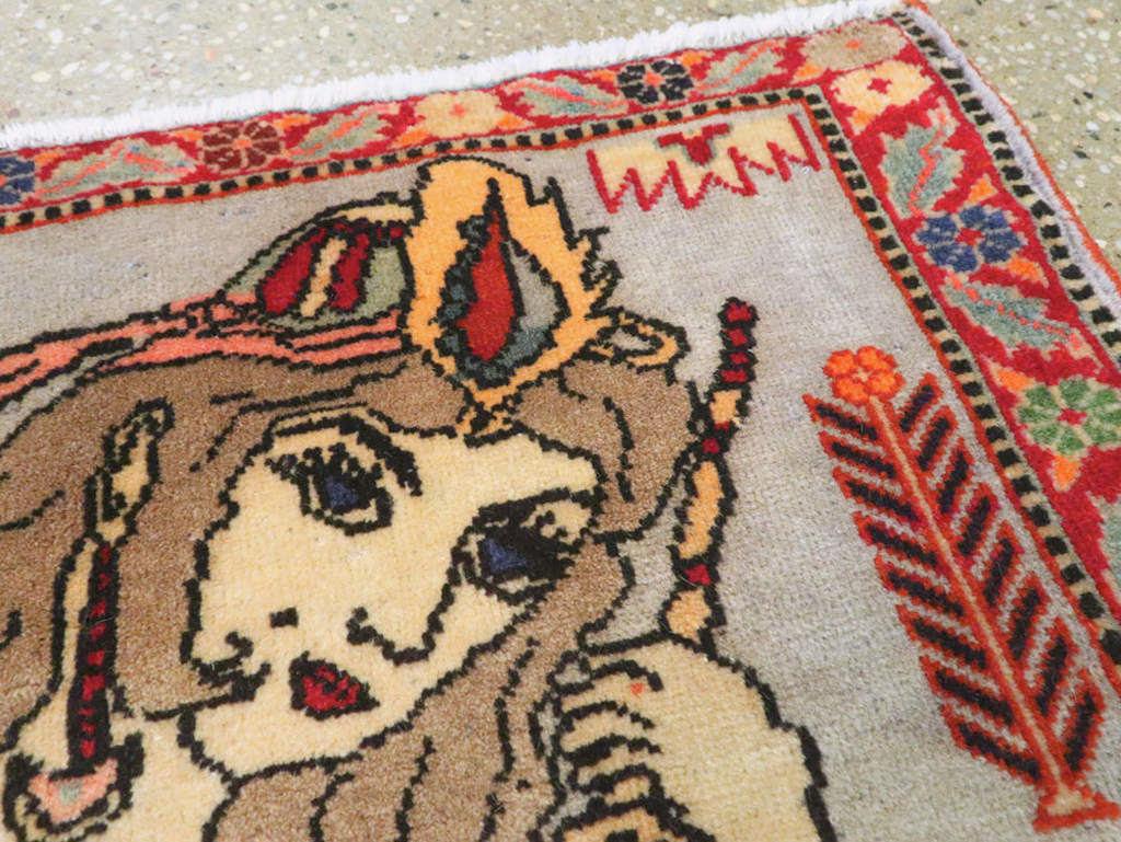 Vintage Persian Pictorial Tabriz Rug, No.27581 - Staging