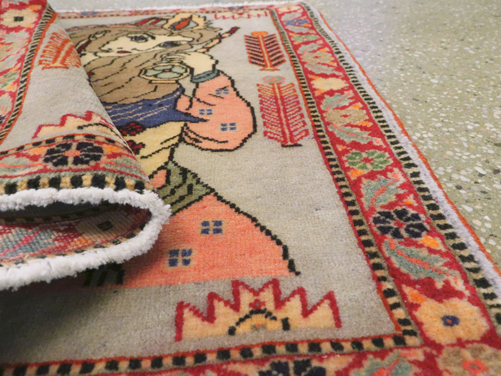 Vintage Persian Pictorial Tabriz Rug, No.27581 - Staging