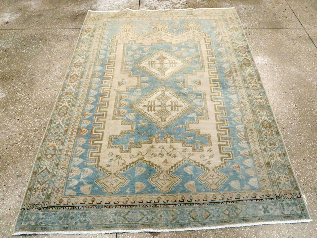 Vintage Persian Afshar Accent Rug, No.27588 - Staging