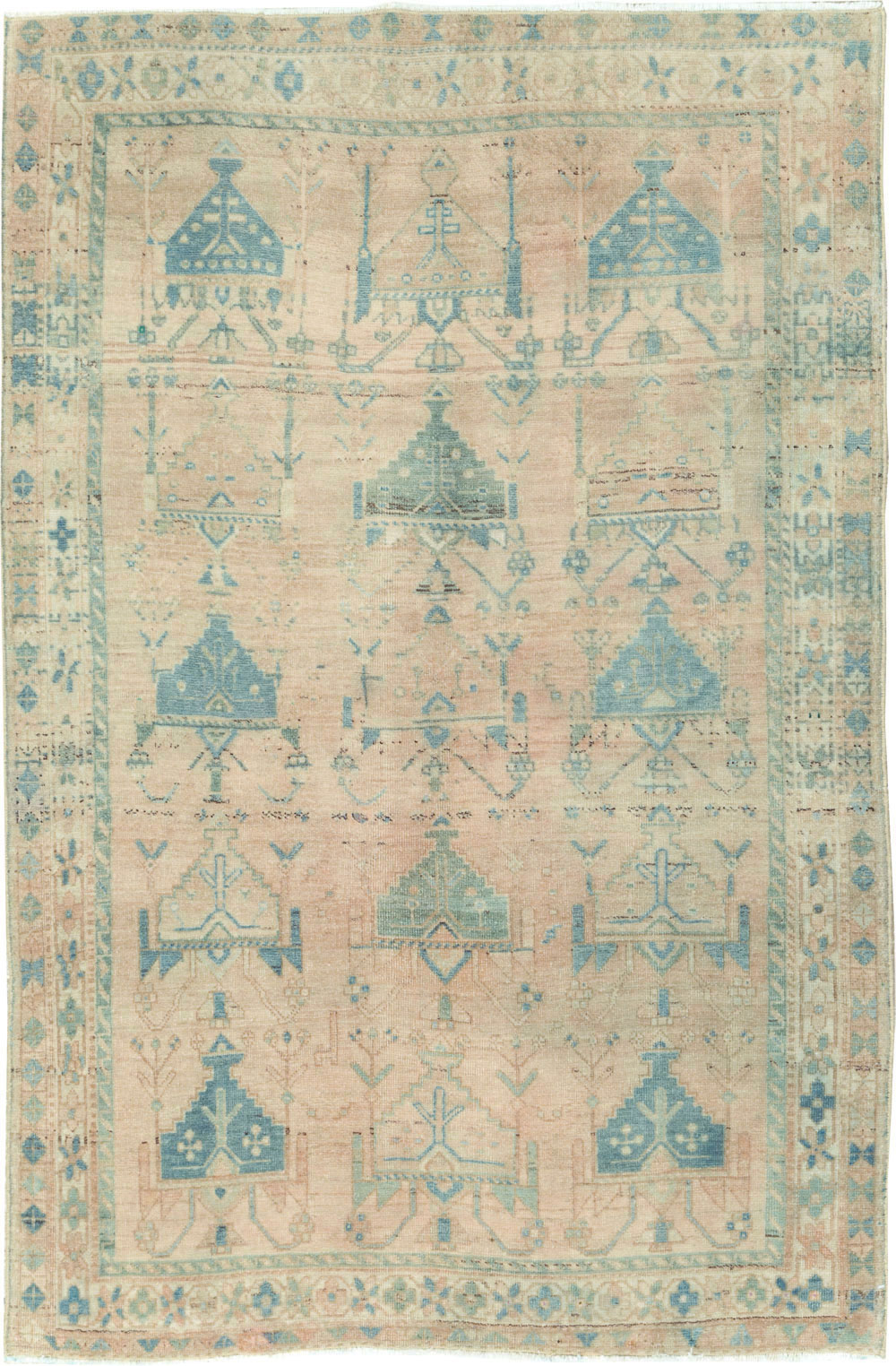 Vintage Persian Afshar Throw Rug, No.27600 - Staging