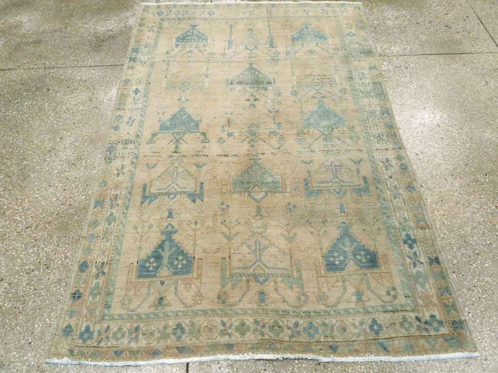 Vintage Persian Afshar Throw Rug, No.27600 - Staging