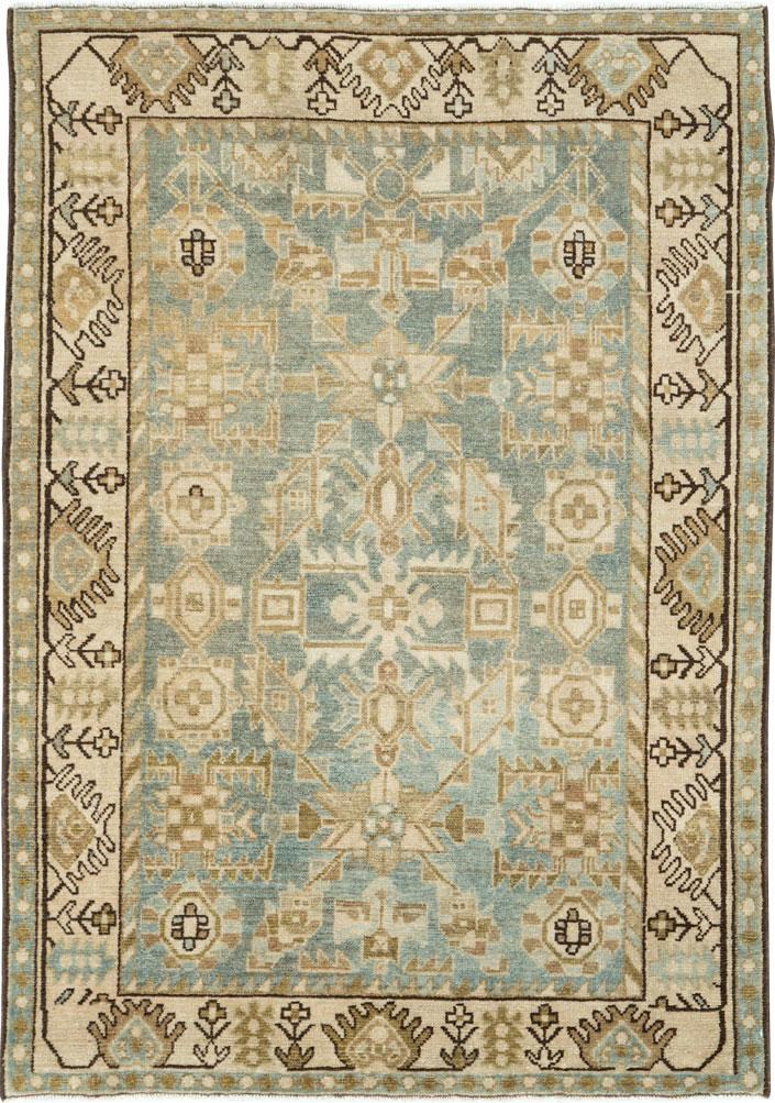 Vintage Persian Malayer Throw Rug, No.27603 - Staging