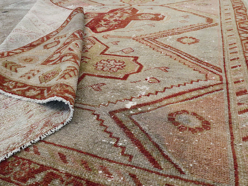 Distressed Antique Persian Malayer Accent Rug, No.27617 - Staging