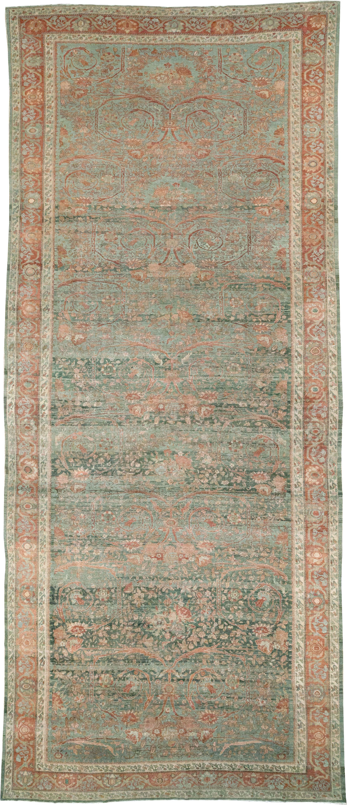 Antique Persian Mahal Long and Narrow Oversize Carpet, No.27623 - Staging