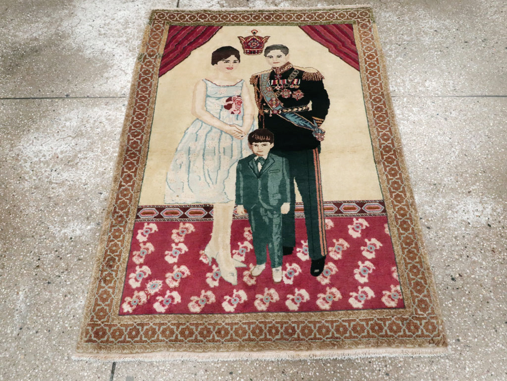 Vintage Persian Tabriz Pictorial Rug, No.27629 - Staging