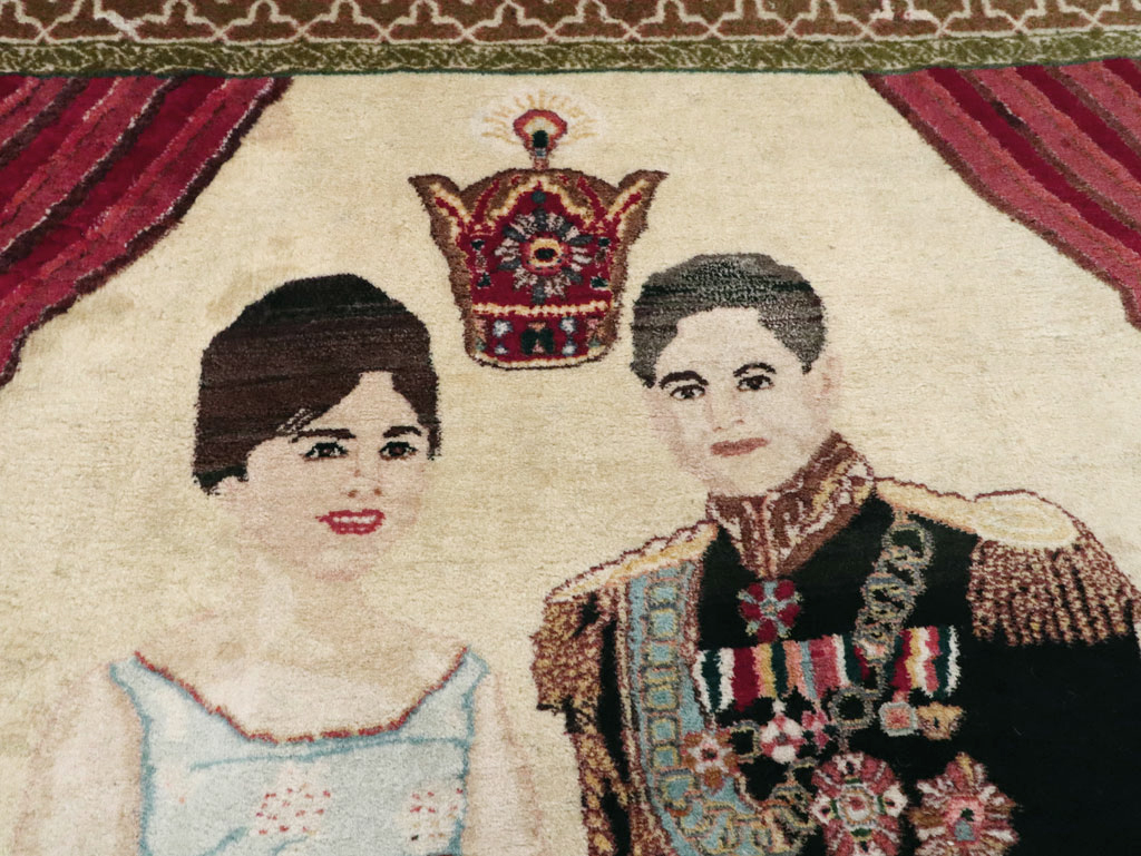 Vintage Persian Tabriz Pictorial Rug, No.27629 - Staging