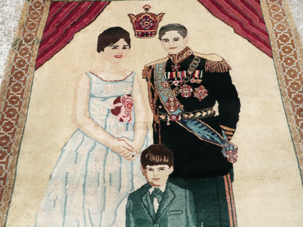 Vintage Persian Tabriz Pictorial Rug, No.27629 - Staging