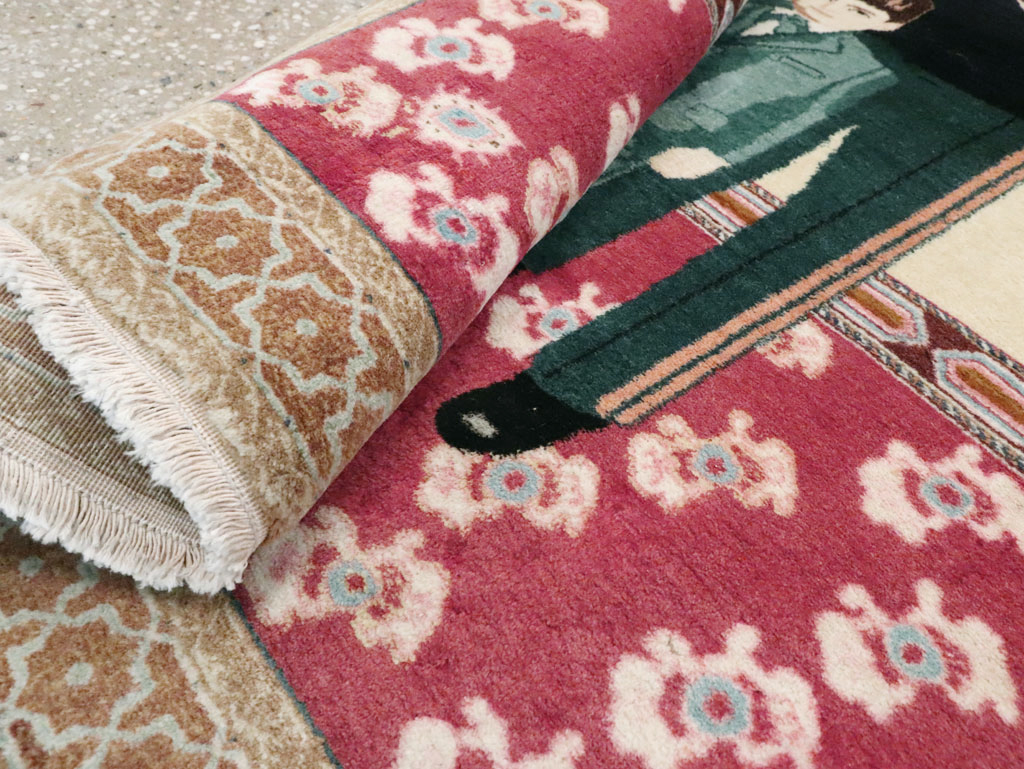 Vintage Persian Tabriz Pictorial Rug, No.27629 - Staging